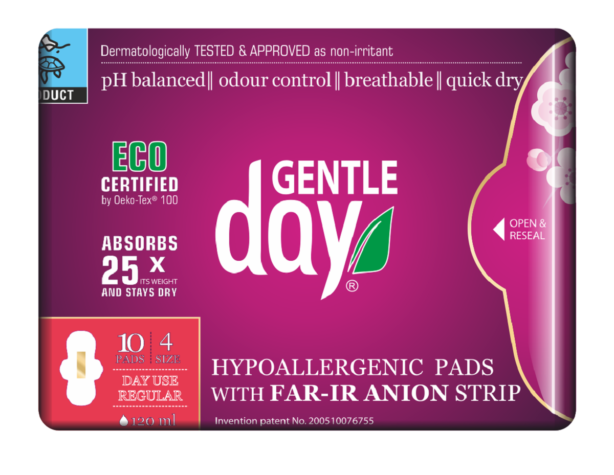 Podpaski higieniczne ekologiczne z paskiem anionowym 10 szt. - GENTLE DAY