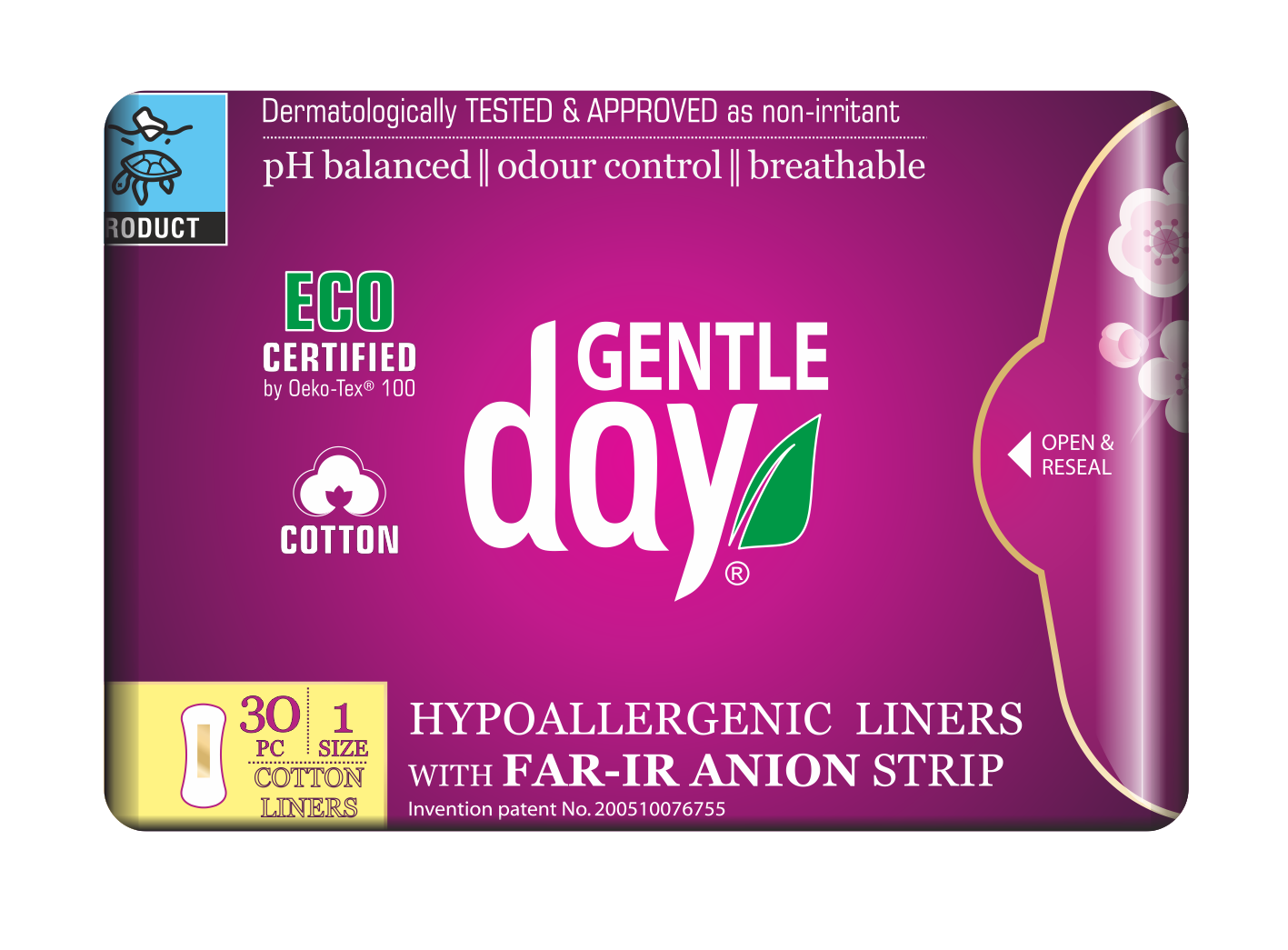 Wkładki higieniczne z paskiem anionowym 30szt. - GENTLE DAY