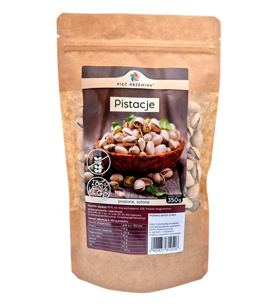 PISTACJE PRAŻONE,SOLONE 350g-PIĘĆ PRZEMIAN