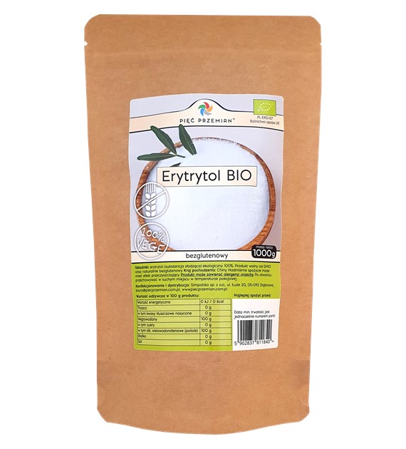 ERYTRYTOL BIO 1000g-PIĘĆ PRZEMIAN