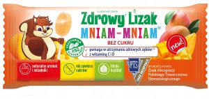 LIZAK O SMAKU MANGO Z WITAMINĄ D I C BEZ CUKRU BEZGLUTENOWY 6 g - MNIAM MNIAM STARPHARMA