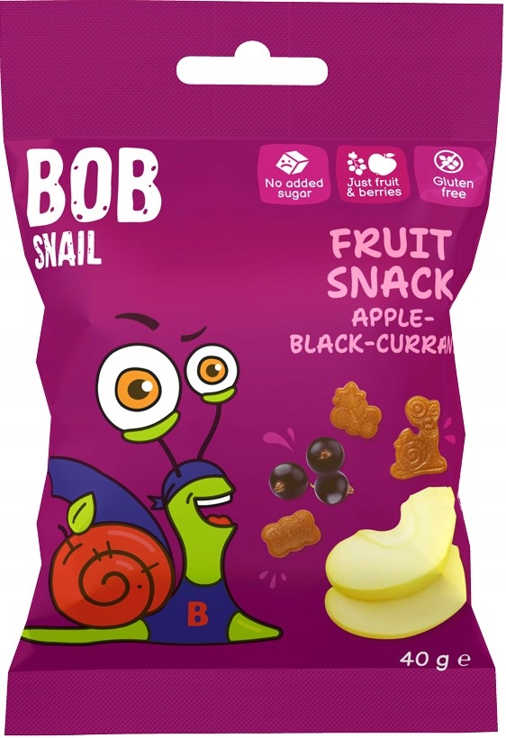 ŻELKI JABŁKO - CZARNA PORZECZKA BEZ ŻELATYNY BEZGLUTENOWE 40 g - BOB SNAIL