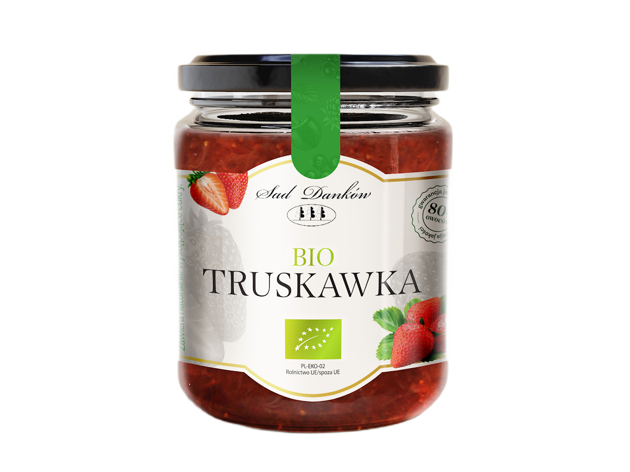 DŻEM TRUSKAWKA 80 % BIO 260 g - SAD DANKÓW