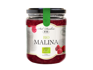 DŻEM MALINA 80 % BIO 260 g BEZ DODATKU CUKRU - SAD DANKÓW
