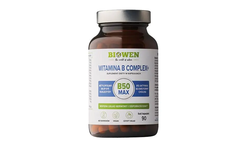 WITAMINA B COMPLEX+ BEZGLUTENOWA 90 KAPSUŁEK - BIOWEN